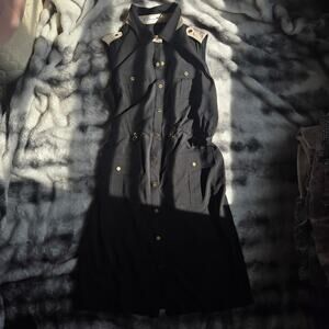 Calvin Klein Utility Shirt Dress Women’s Size 10 Black Gold Button
